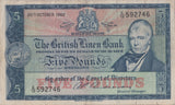 1962 FIVE POUNDS BRITISH LINEN BANK BANKNOTE REF SCOT - 59 - WORLD BANKNOTES - Cambridgeshire Coins