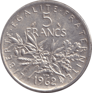 1962 FRANCE 5 FRANC - WORLD COINS - Cambridgeshire Coins
