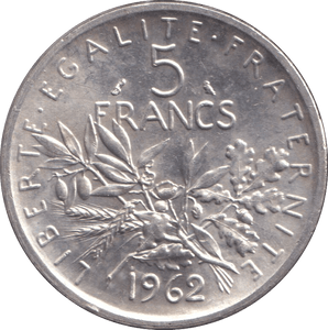 1962 FRANCE FIVE FRANC - WORLD COINS - Cambridgeshire Coins