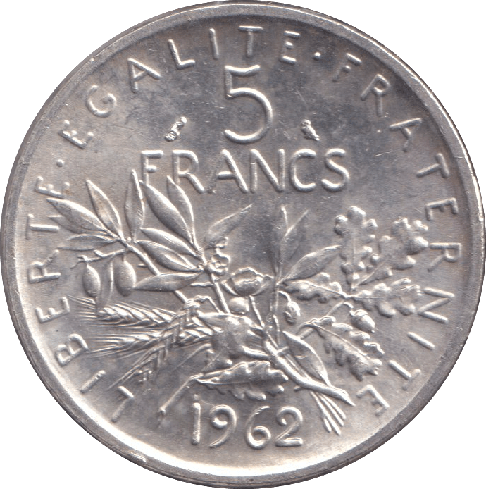 1962 FRANCE FIVE FRANC - WORLD COINS - Cambridgeshire Coins