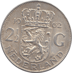 1962 SILVER NETHERLANDS 2 1/2 GULDEN - SILVER WORLD COINS - Cambridgeshire Coins