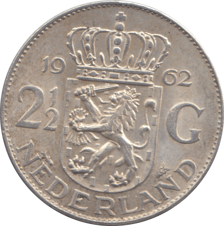1962 SILVER NETHERLANDS 2 1/2 GULDEN - SILVER WORLD COINS - Cambridgeshire Coins