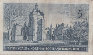 1963 CLYDESDALE AND NORTH OF SCOTLAND BANK FIVE POUNDS BANKNOTE REF SCOT - 58 - WORLD BANKNOTES - Cambridgeshire Coins