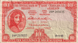 1963 IRELAND 10 SHILLINGS BANKNOTE REF-1664 - WORLD BANKNOTES - Cambridgeshire Coins
