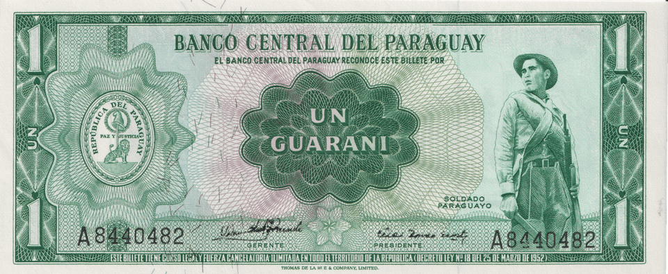 1963 PARAGUAY GUARANI BANKNOTE REF-1682 - WORLD BANKNOTES - Cambridgeshire Coins