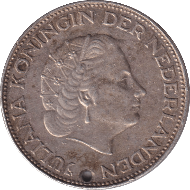 1963 SILVER 2 1/2 GUILDEN NETHERLANDS HOLED - SILVER WORLD COINS - Cambridgeshire Coins