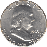 1963 SILVER HALF DOLLAR USA - SILVER WORLD COINS - Cambridgeshire Coins