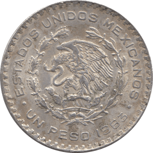 1963 SILVER ONE PESO MEXICO - SILVER WORLD COINS - Cambridgeshire Coins