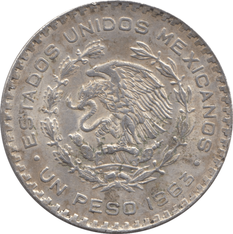 1963 SILVER ONE PESO MEXICO - SILVER WORLD COINS - Cambridgeshire Coins