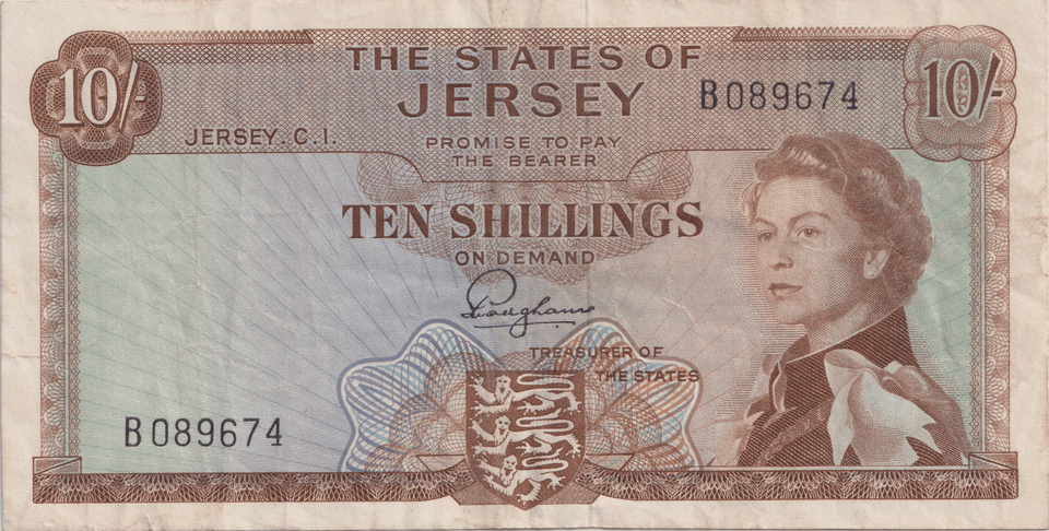 1963 TEN SHILLINGS JERSEY BANKNOTE REF-1818 - WORLD BANKNOTES - Cambridgeshire Coins