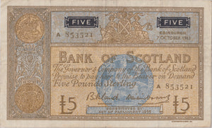 1963 THE ROYAL BANK OF SCOTLAND £5 BANKNOTE REF SCOT - 1 - WORLD BANKNOTES - Cambridgeshire Coins