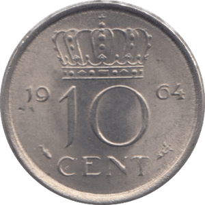 1964 10 CENT NETHERLANDS - WORLD COINS - Cambridgeshire Coins