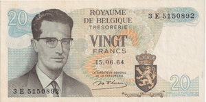 1964 BELGIUM 20 FRANCS BANKNOTE REF-1685 - WORLD BANKNOTES - Cambridgeshire Coins