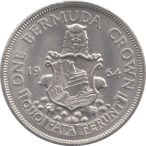 1964 BERMUDA SILVER CROWN - SILVER WORLD COINS - Cambridgeshire Coins