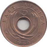 1964 FIVE CENTS EAST AFRICA - WORLD COINS - Cambridgeshire Coins