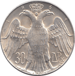 1964 SILVER 30 DRACHMA GREECE - SILVER WORLD COINS - Cambridgeshire Coins