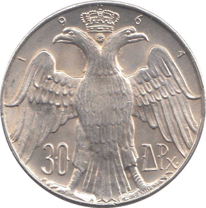 1964 SILVER 30 DRACHMA GREECE - SILVER WORLD COINS - Cambridgeshire Coins