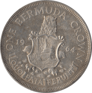 1964 SILVER CROWN BERMUDA - SILVER WORLD COINS - Cambridgeshire Coins