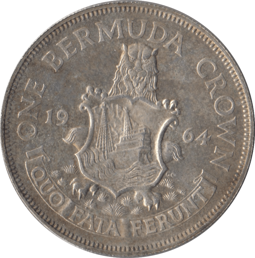 1964 SILVER CROWN BERMUDA - SILVER WORLD COINS - Cambridgeshire Coins