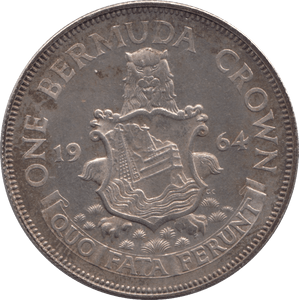 1964 SILVER CROWN BERMUDA - SILVER WORLD COINS - Cambridgeshire Coins