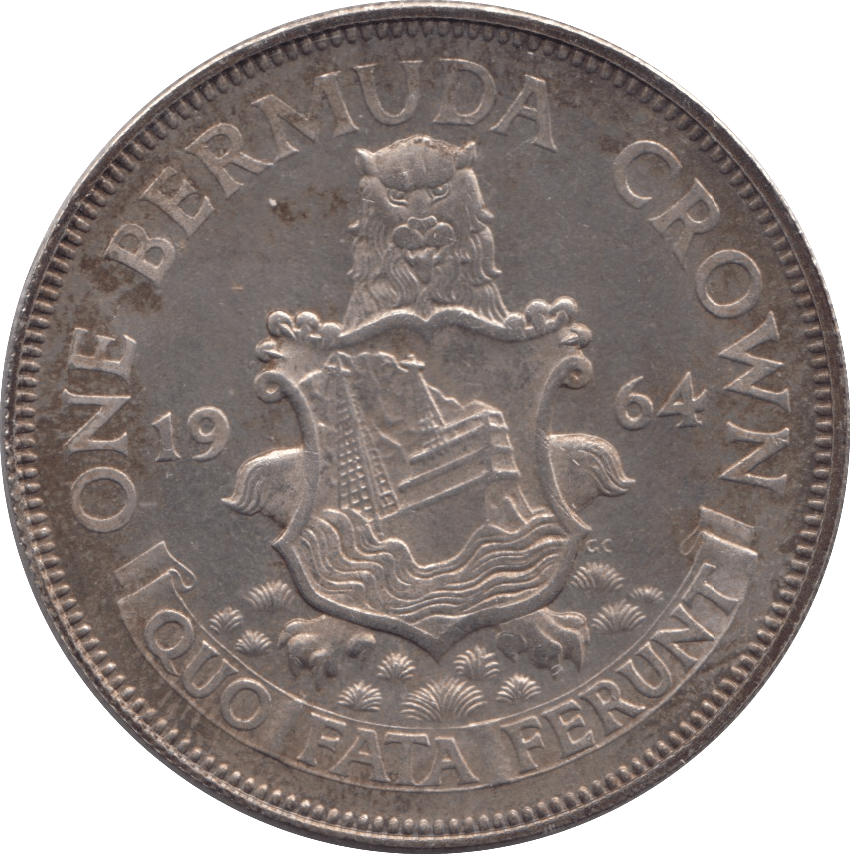 1964 SILVER CROWN BERMUDA - SILVER WORLD COINS - Cambridgeshire Coins