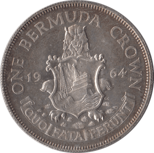 1964 SILVER CROWN BERMUDA - SILVER WORLD COINS - Cambridgeshire Coins