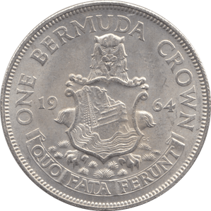 1964 SILVER CROWN BERMUDA - SILVER WORLD COINS - Cambridgeshire Coins