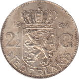 1964 SILVER NEDERLANDS 2 1/2 GULDEN - SILVER WORLD COINS - Cambridgeshire Coins