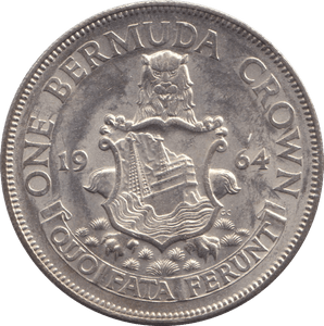 1964 SILVER ONE CROWN BERMUDA - SILVER WORLD COINS - Cambridgeshire Coins