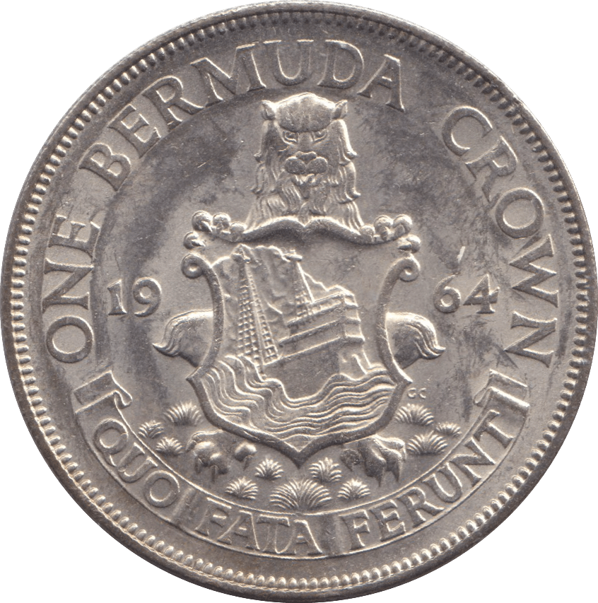 1964 SILVER ONE CROWN BERMUDA - SILVER WORLD COINS - Cambridgeshire Coins