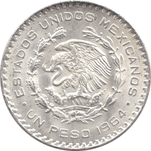 1964 SILVER ONE PESO MEXICO - SILVER WORLD COINS - Cambridgeshire Coins