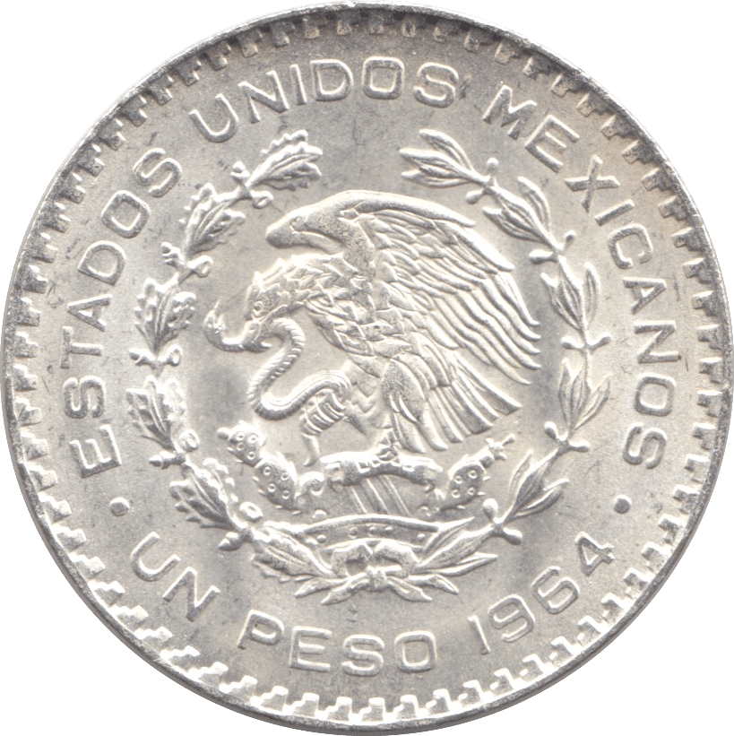 1964 SILVER ONE PESO MEXICO - SILVER WORLD COINS - Cambridgeshire Coins