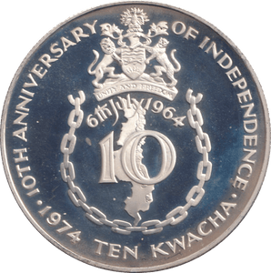 1964 SILVER PROOF 10 KWACHA MALAWI - SILVER WORLD COINS - Cambridgeshire Coins