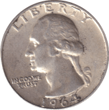1964 SILVER QUARTER DOLLAR USA - SILVER WORLD COINS - Cambridgeshire Coins