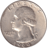 1964 SILVER QUARTER DOLLAR USA - SILVER WORLD COINS - Cambridgeshire Coins