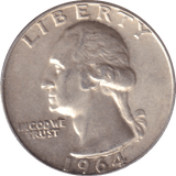 1964 SILVER QUARTER DOLLAR USA - SILVER WORLD COINS - Cambridgeshire Coins