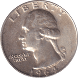 1964 SILVER QUARTER DOLLAR USA - SILVER WORLD COINS - Cambridgeshire Coins