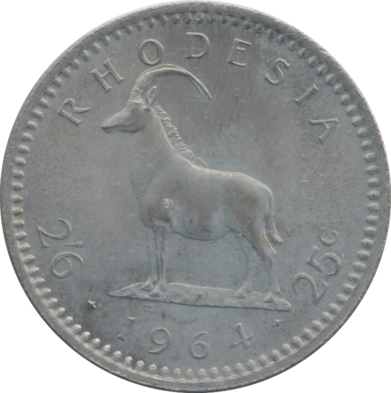 1964 TWENTY FIVE CENTS RHODESIA - WORLD COINS - Cambridgeshire Coins