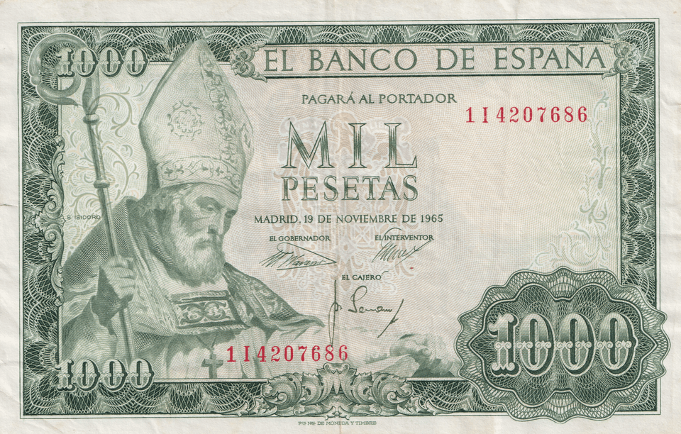 1965 1000 PESTAS BANKNOTE SPAIN REF-1572 - WORLD BANKNOTES - Cambridgeshire Coins