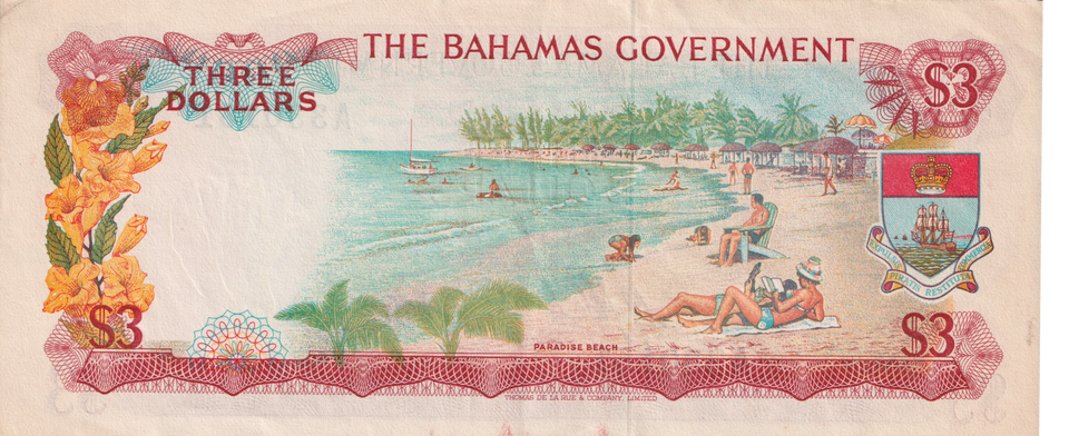 1965 BAHAMAS 3 DOLLARS BANKNOTE REF-1848 - WORLD BANKNOTES - Cambridgeshire Coins