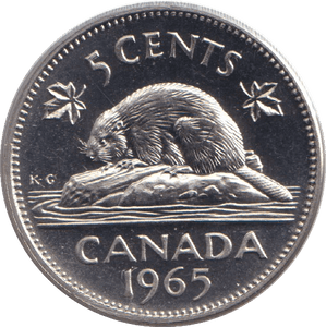 1965 FIVE CENTS CANADA - WORLD COINS - Cambridgeshire Coins
