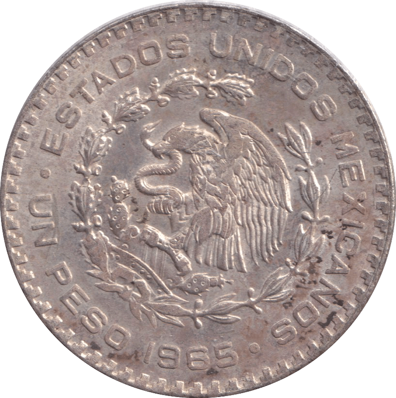 1965 SILVER 1 PESOS MEXICO - SILVER WORLD COINS - Cambridgeshire Coins