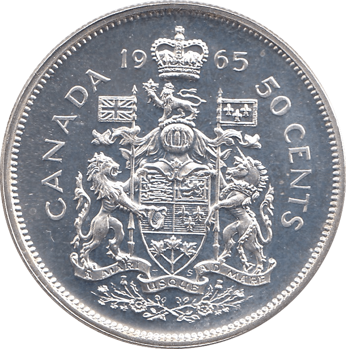 1965 SILVER FIFTY CENTS CANADA - SILVER WORLD COINS - Cambridgeshire Coins