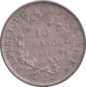 1965 SILVER FRANCE 10 FRANC - SILVER WORLD COINS - Cambridgeshire Coins
