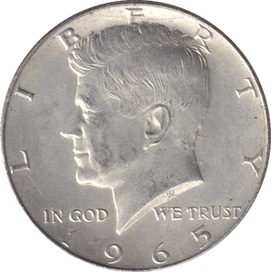 1965 SILVER HALF DOLLAR USA - SILVER WORLD COINS - Cambridgeshire Coins