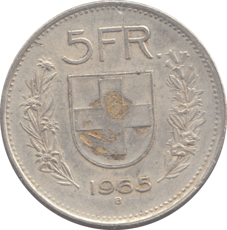 1965 SILVER SWITZERLAND 5 FRANC - WORLD COINS - Cambridgeshire Coins