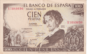 1965 SPAIN 100 PESTAS BANKNOTE REF-1844 - WORLD BANKNOTES - Cambridgeshire Coins