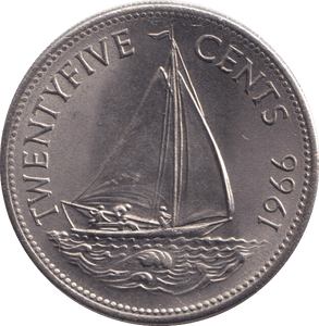 1966 25 CENTS BAHAMAS - WORLD COINS - Cambridgeshire Coins
