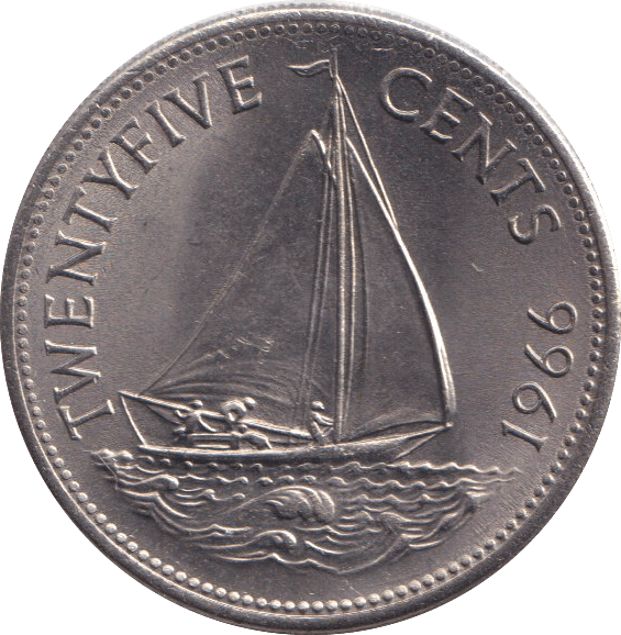 1966 25 CENTS BAHAMAS - WORLD COINS - Cambridgeshire Coins