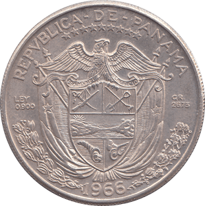 1966 SILVER 1 BALBOA PANAMA - SILVER WORLD COINS - Cambridgeshire Coins